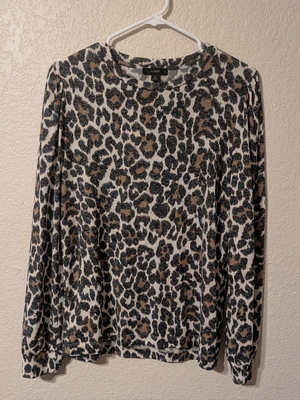 J.Crew Leopard Print Long Sleeve Soft & Cozy Sweater Top, Size M